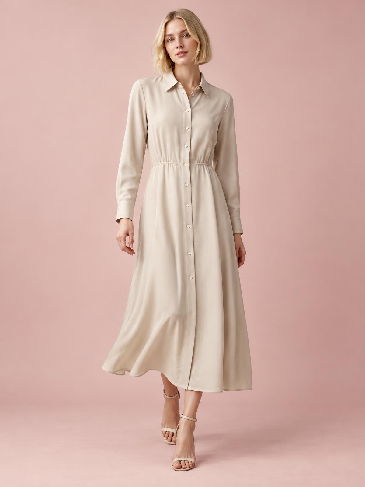 Numera Studio Cotton Shirtdress worn by a model