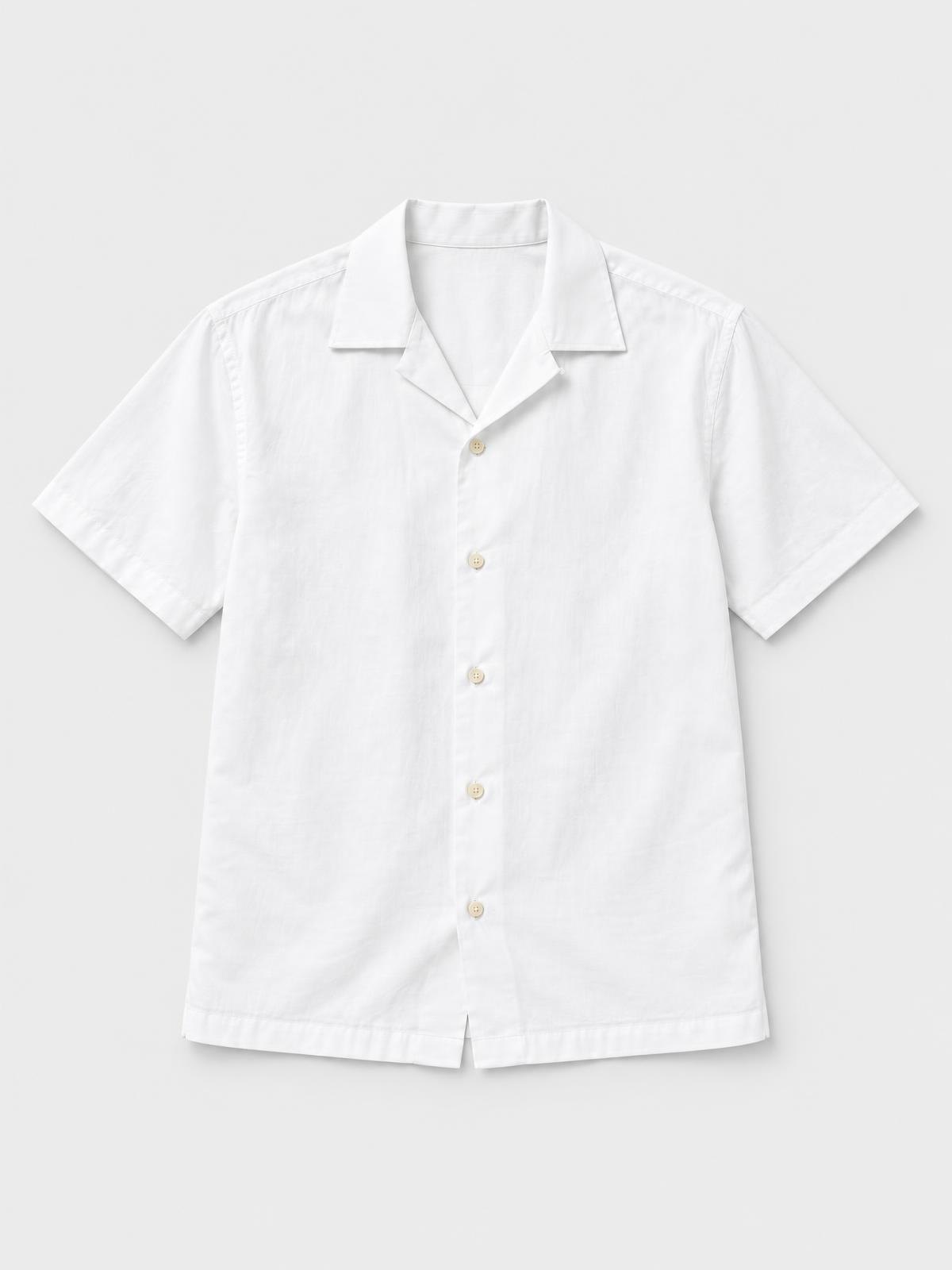 Salt Meridian Linen Camp Shirt in chalk — product view