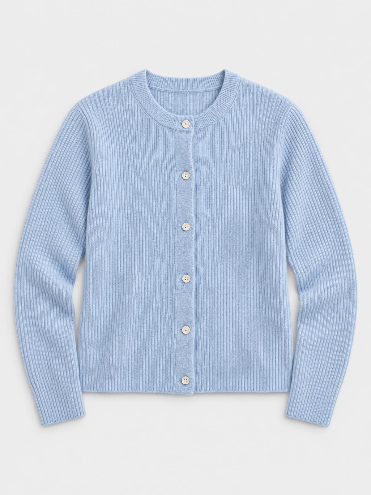 Numera Studio Cotton Rib Cardigan in powder blue — product view