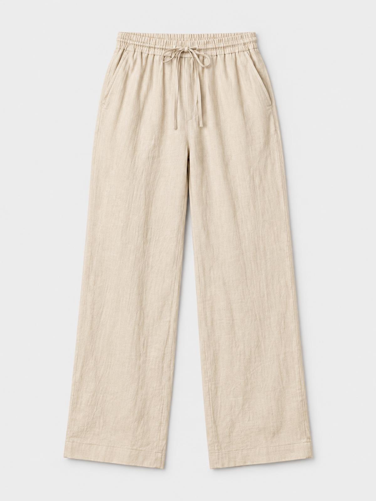 Salt Meridian Drawstring Linen Trouser in chalk — product view