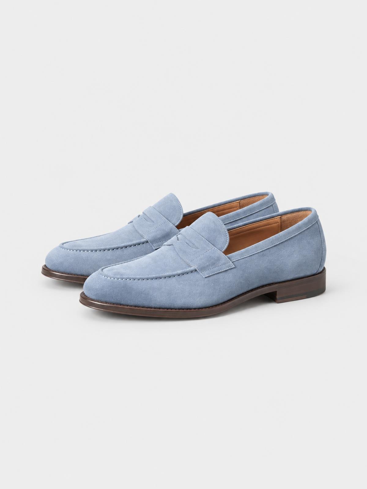 Casa Ferrante Unlined Suede Loafer in powder blue — product view