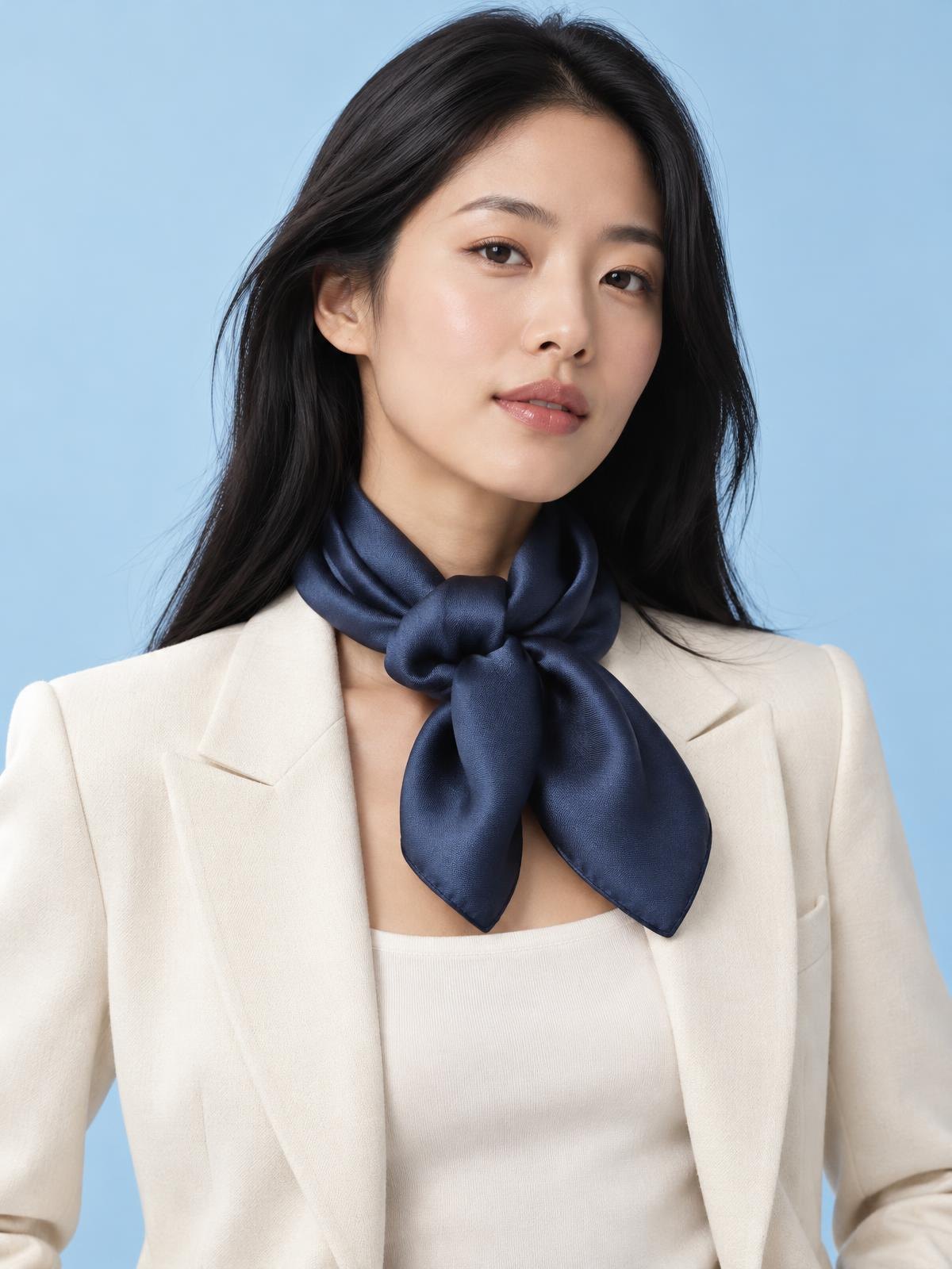 North Vessel Lambswool Watch Cap Scarf in ecru — worn by a model