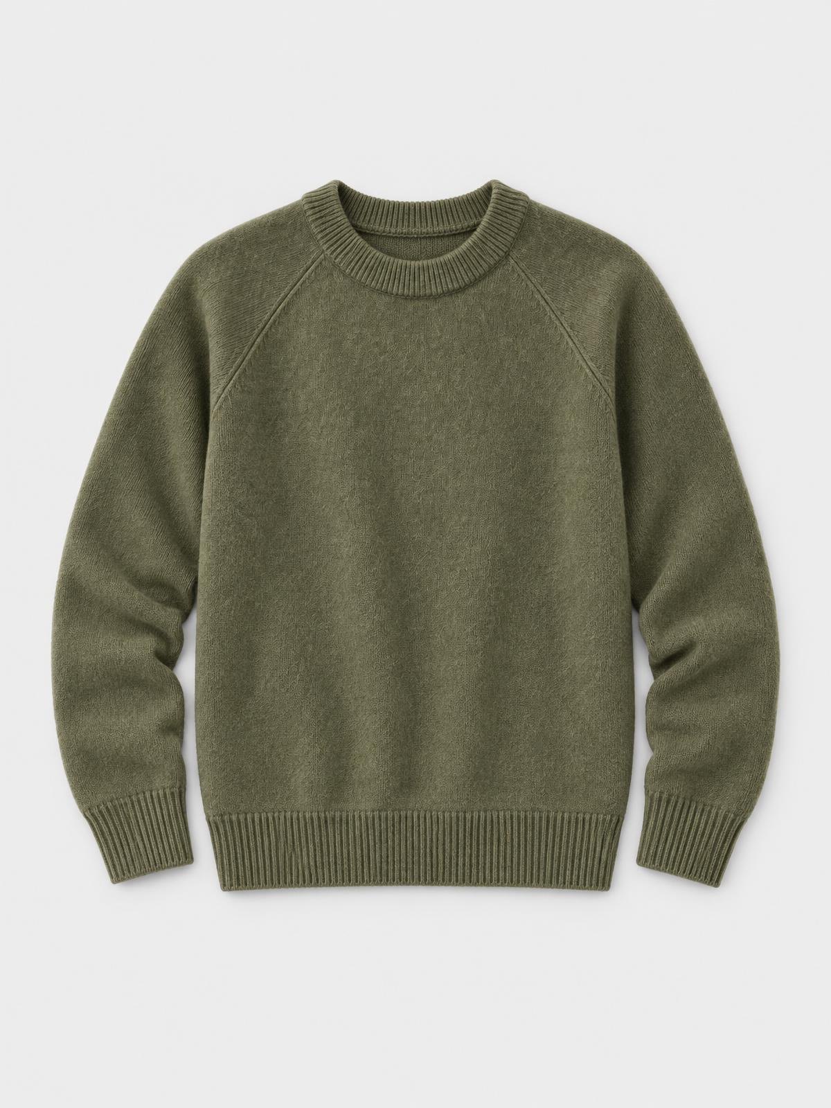 Numera Studio Merino Crew Knit in olive — product view