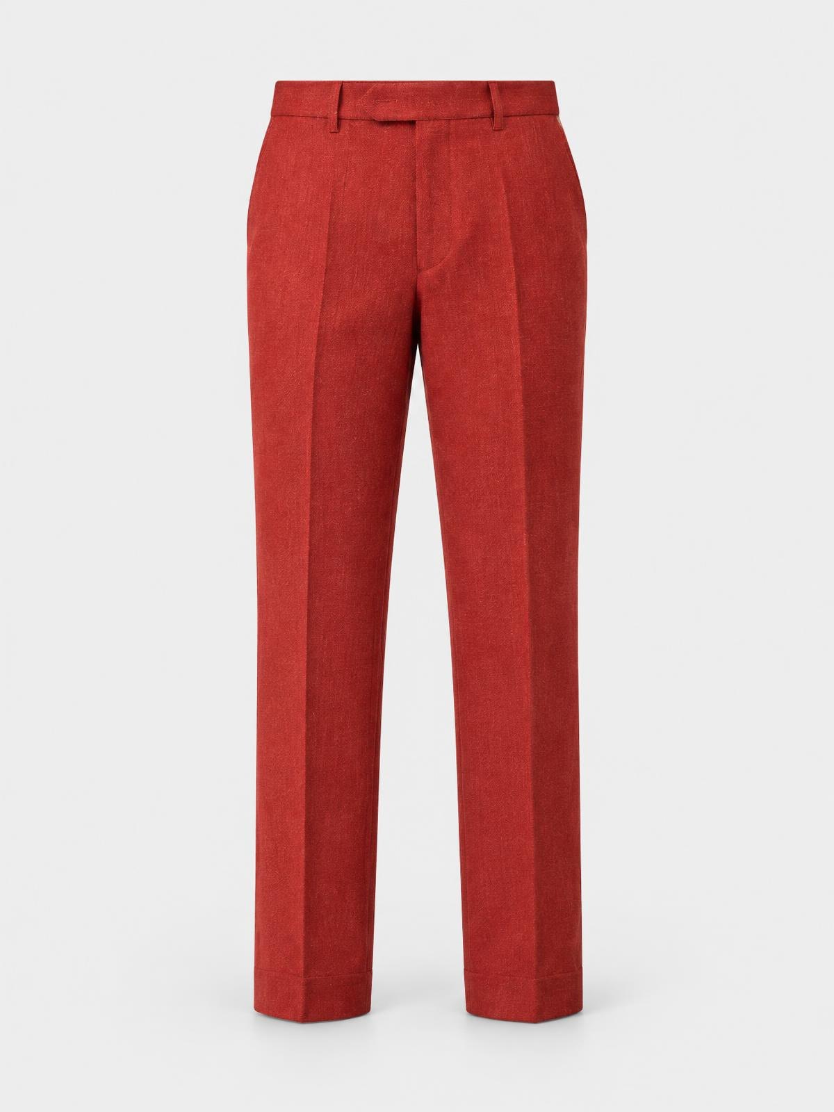 Casa Ferrante High-Rise Flannel Trouser in red — product view