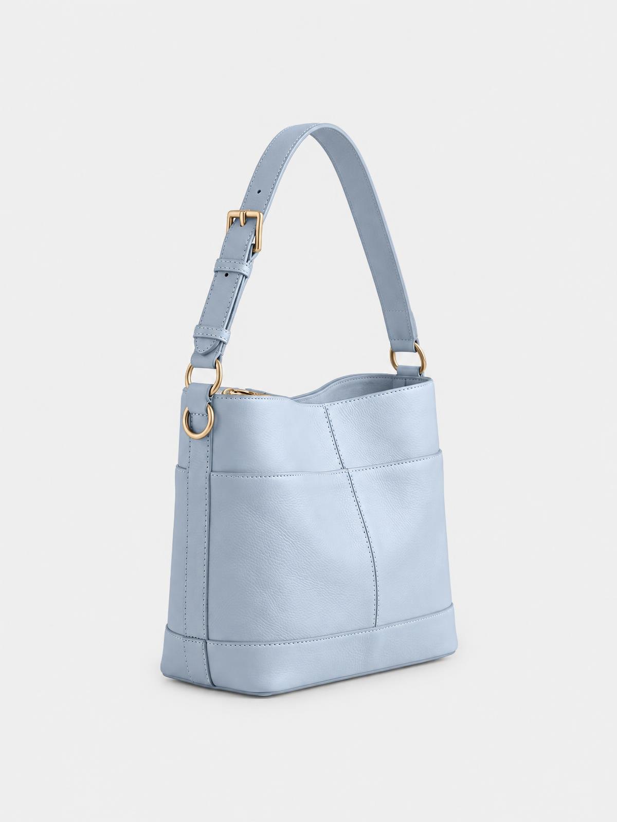 Objet Vide Panelled Shoulder Bag in powder blue — product view