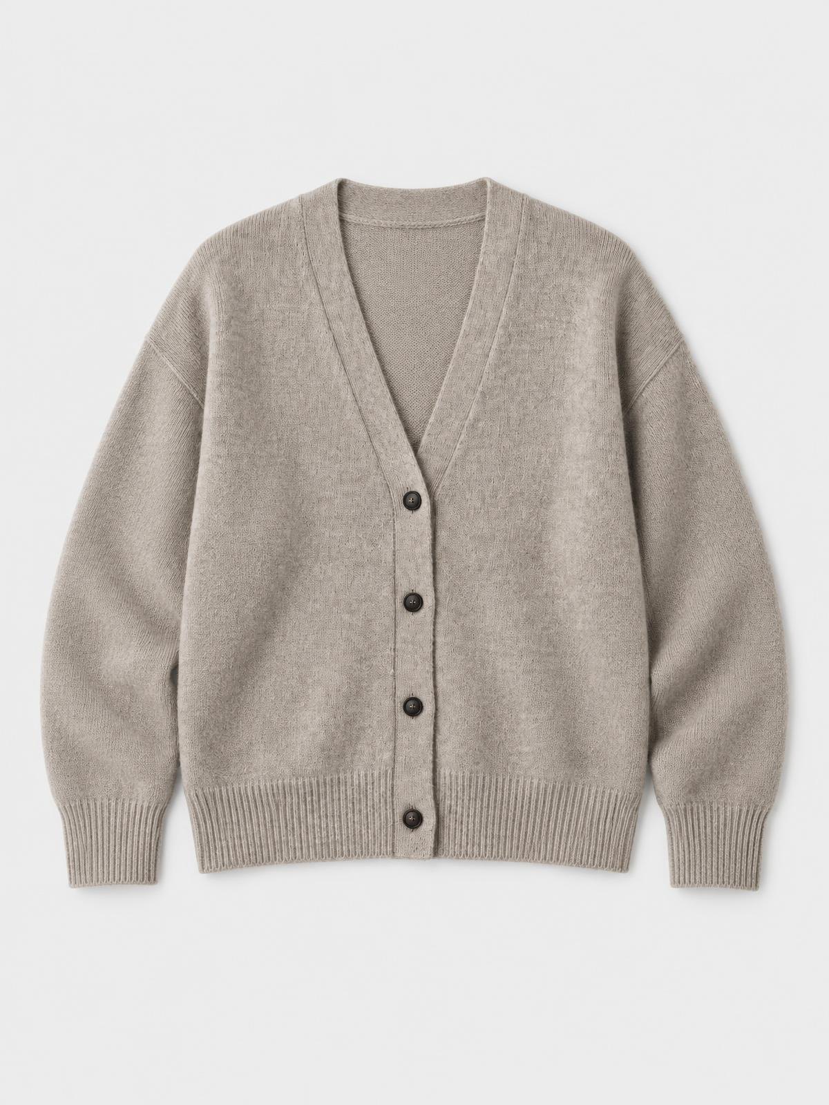 Aurelia Nord Boxy Alpaca Cardigan in ecru — product view