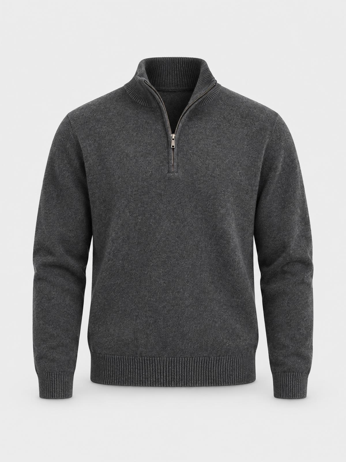 Numera Studio Lambswool Half Zip in ecru — product view