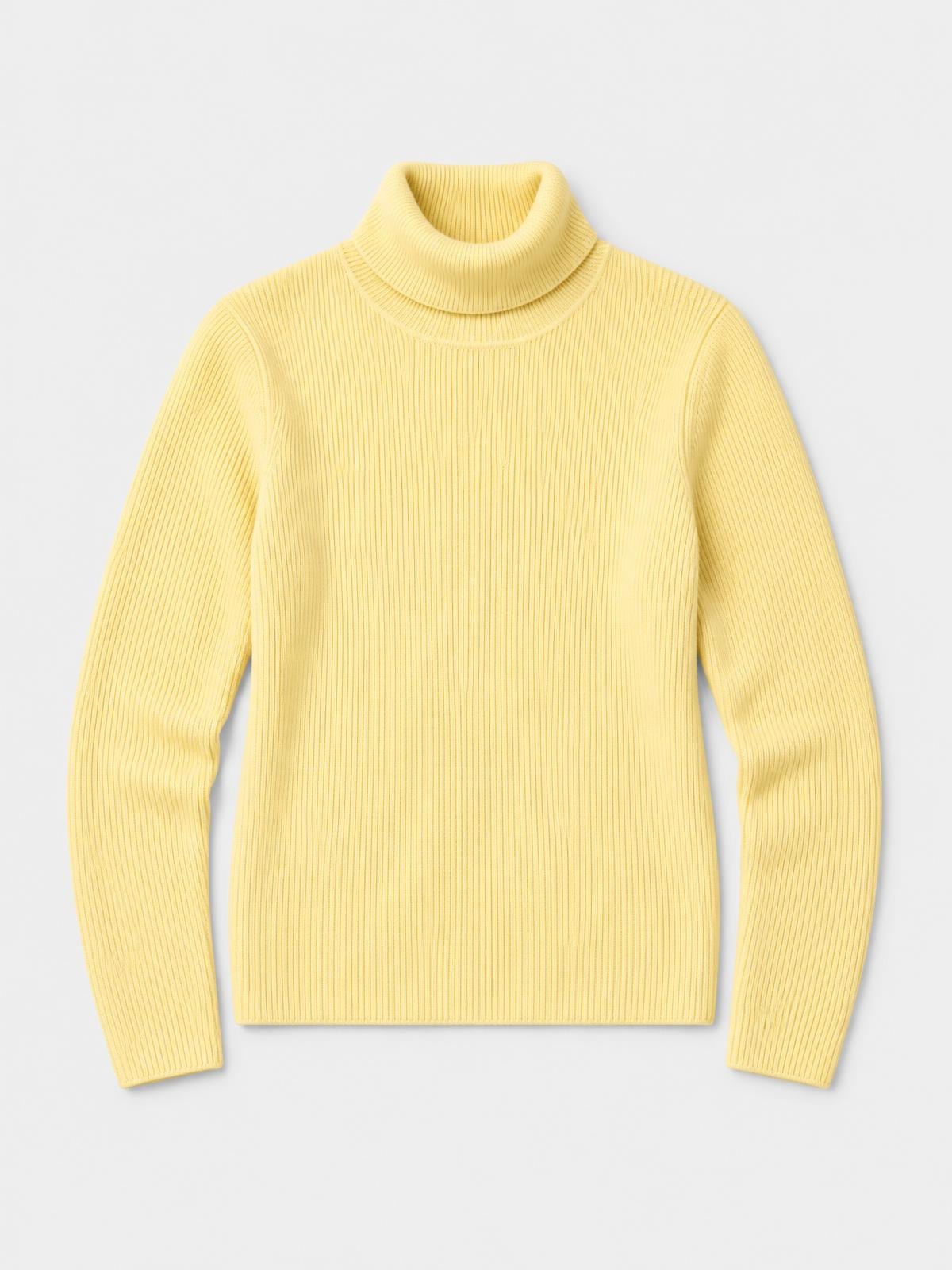 Aurelia Nord Fine Rib Roll Neck in butter yellow — product view