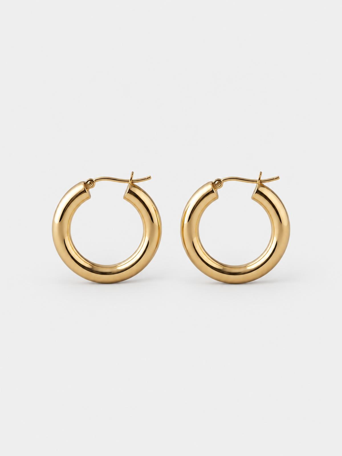 Halden Stone Solid Hoop Earring in silver — product view