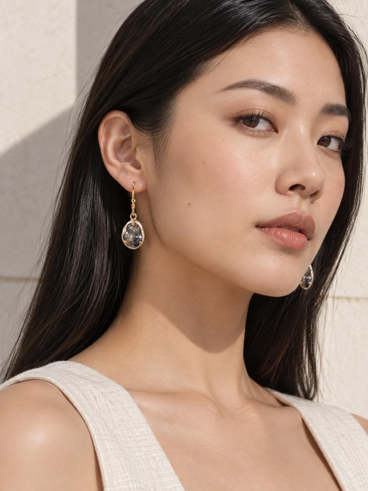 Atelier Verrine Raw Stone Drop in silver — worn by a model