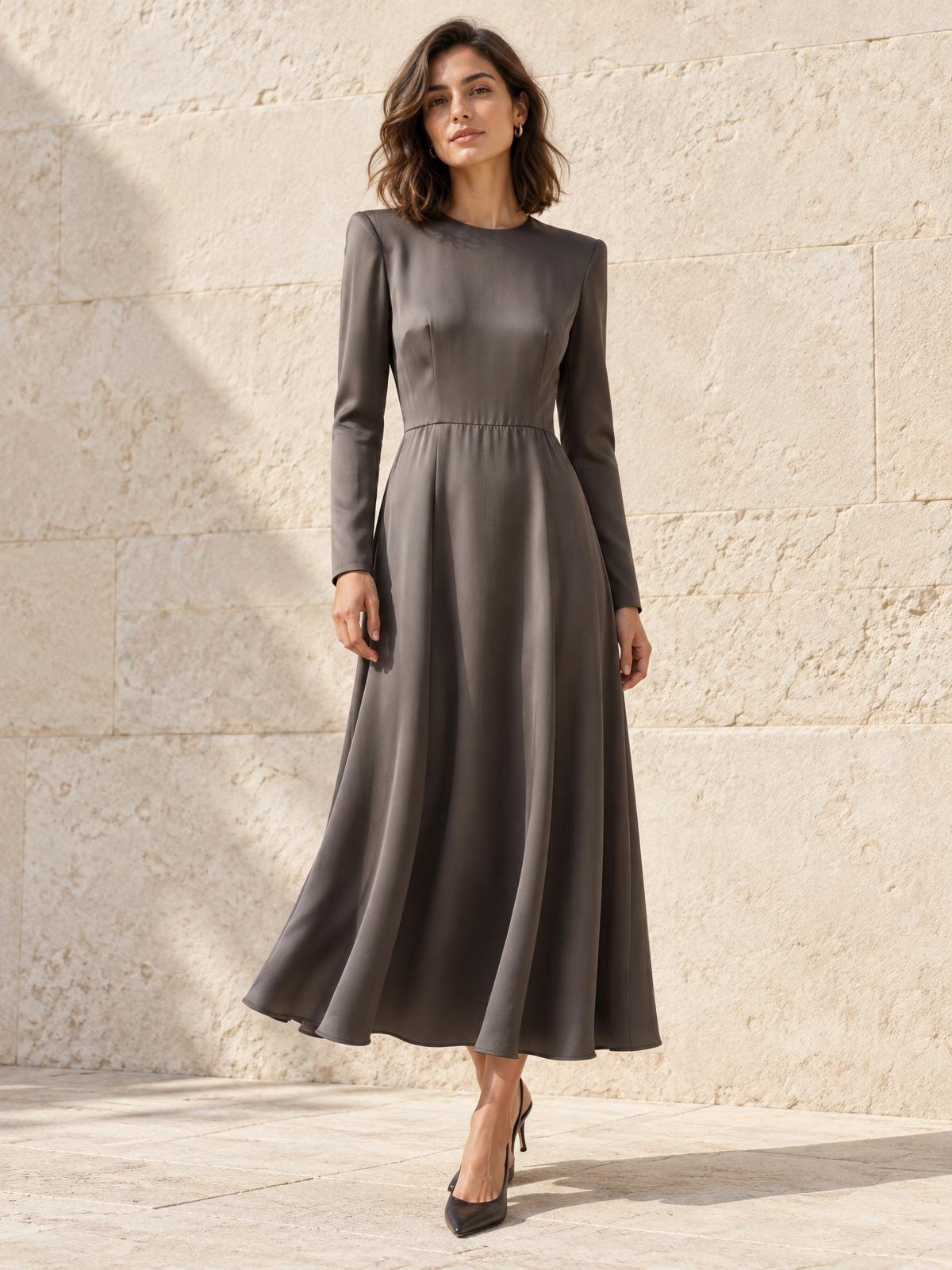Lune Boreale Sculpted Shoulder Dress worn by a model