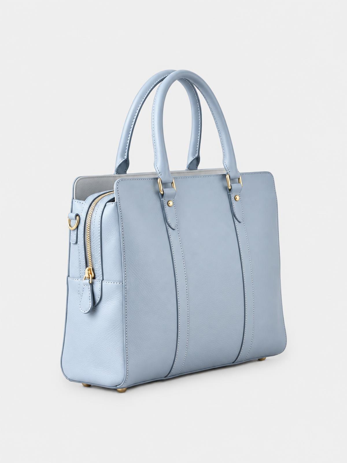 Serra Cardo Top Zip Business Bag in powder blue — product view