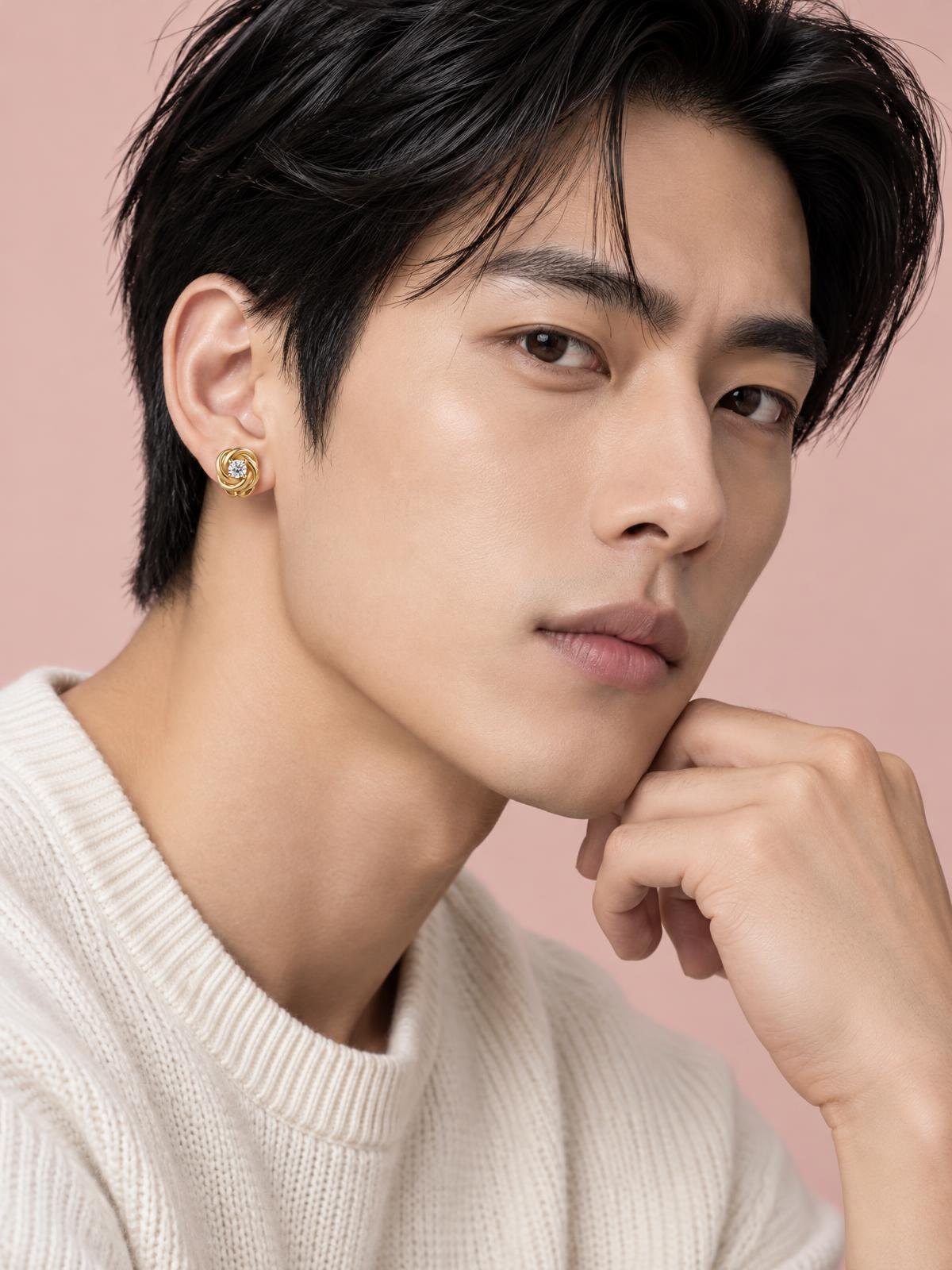 Halden Stone Small Stud Pair in silver — worn by a model