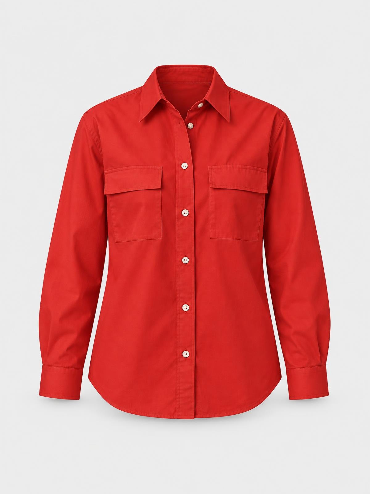 Numera Studio Poplin Overshirt in red — product view