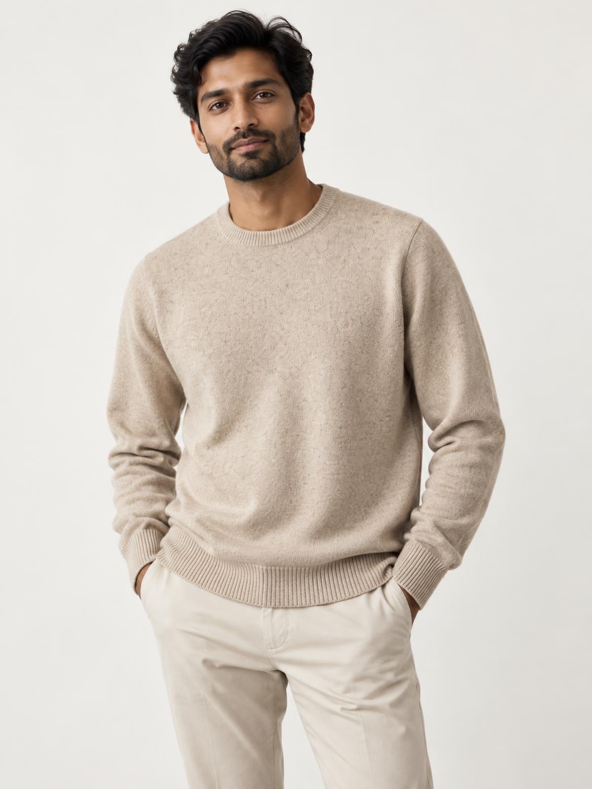 Aurelia Nord Undyed Lambswool Crewneck worn by a model