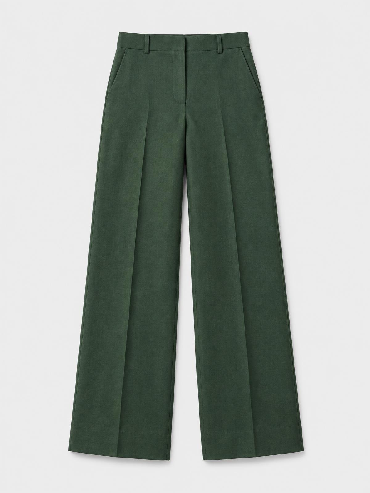 Aurelia Nord Wide Wool Trouser in forest green — product view