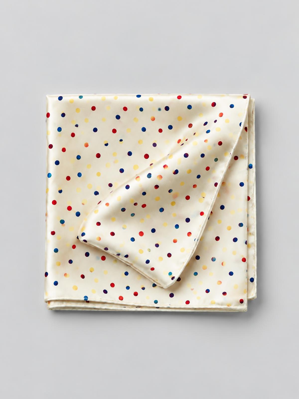 Salt Meridian Hand Rolled Silk Square in multicolour dot — product view