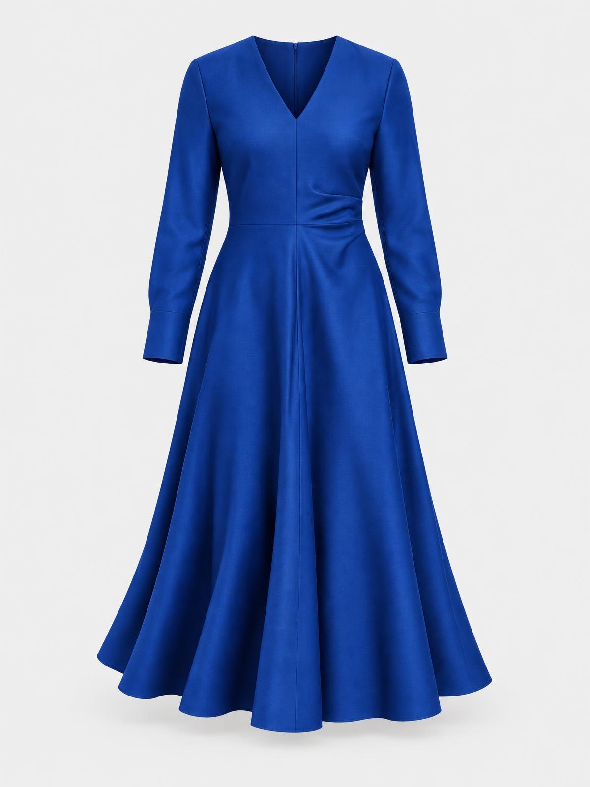 Aurelia Nord Folded Wool Midi Dress in cobalt — product view