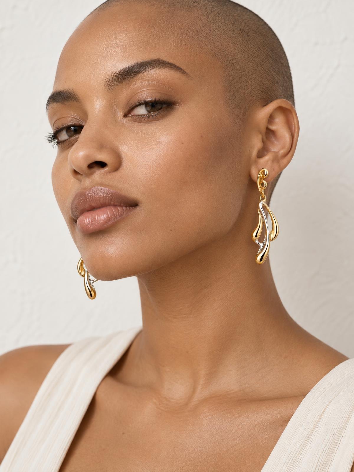 Lune Boreale Sculpted Metal Earring — worn by a model