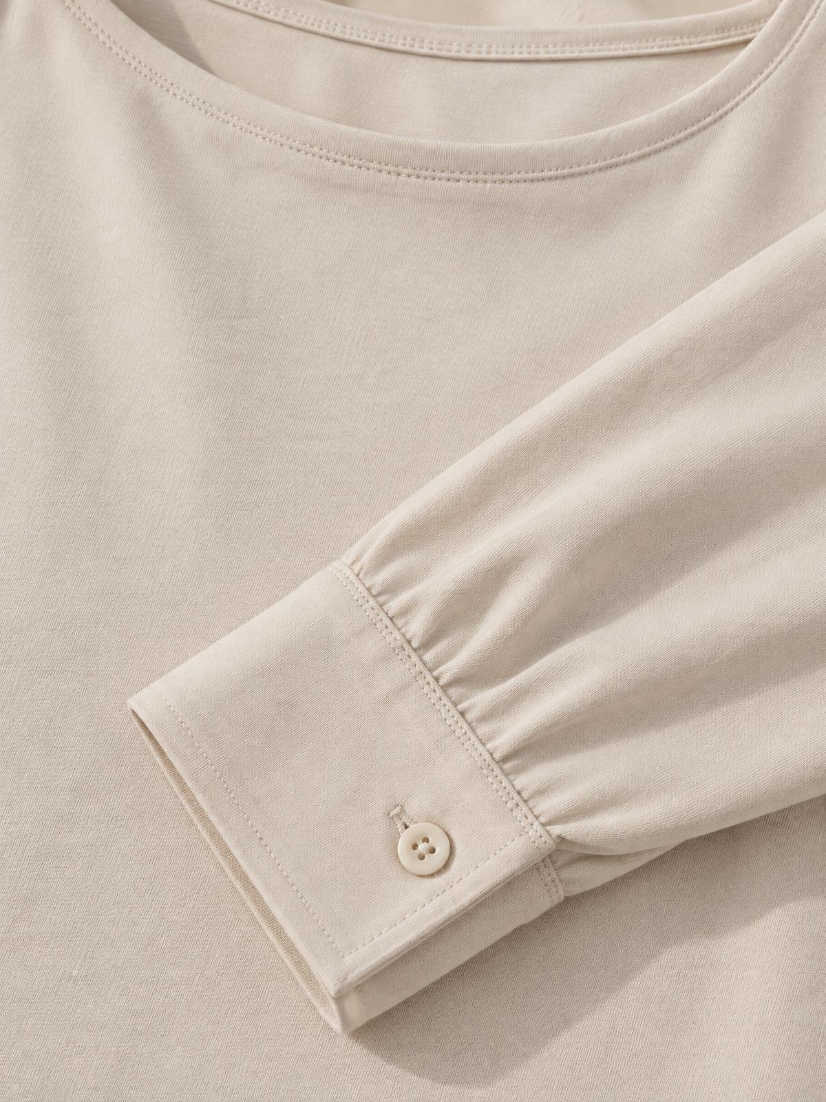 Numera Studio Jersey Boat Neck Top in ecru — fabric detail