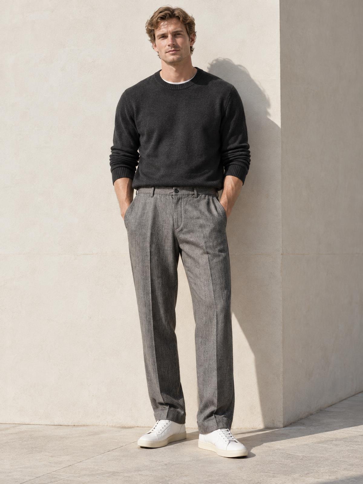 Numera Studio Relaxed Jersey Trouser worn by a model