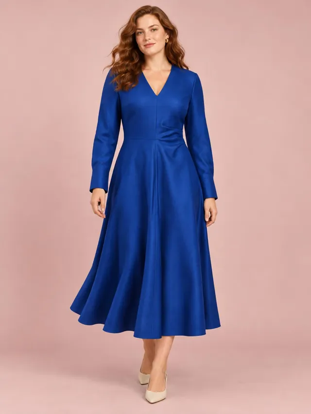 Aurelia Nord — Folded Wool Midi Dress