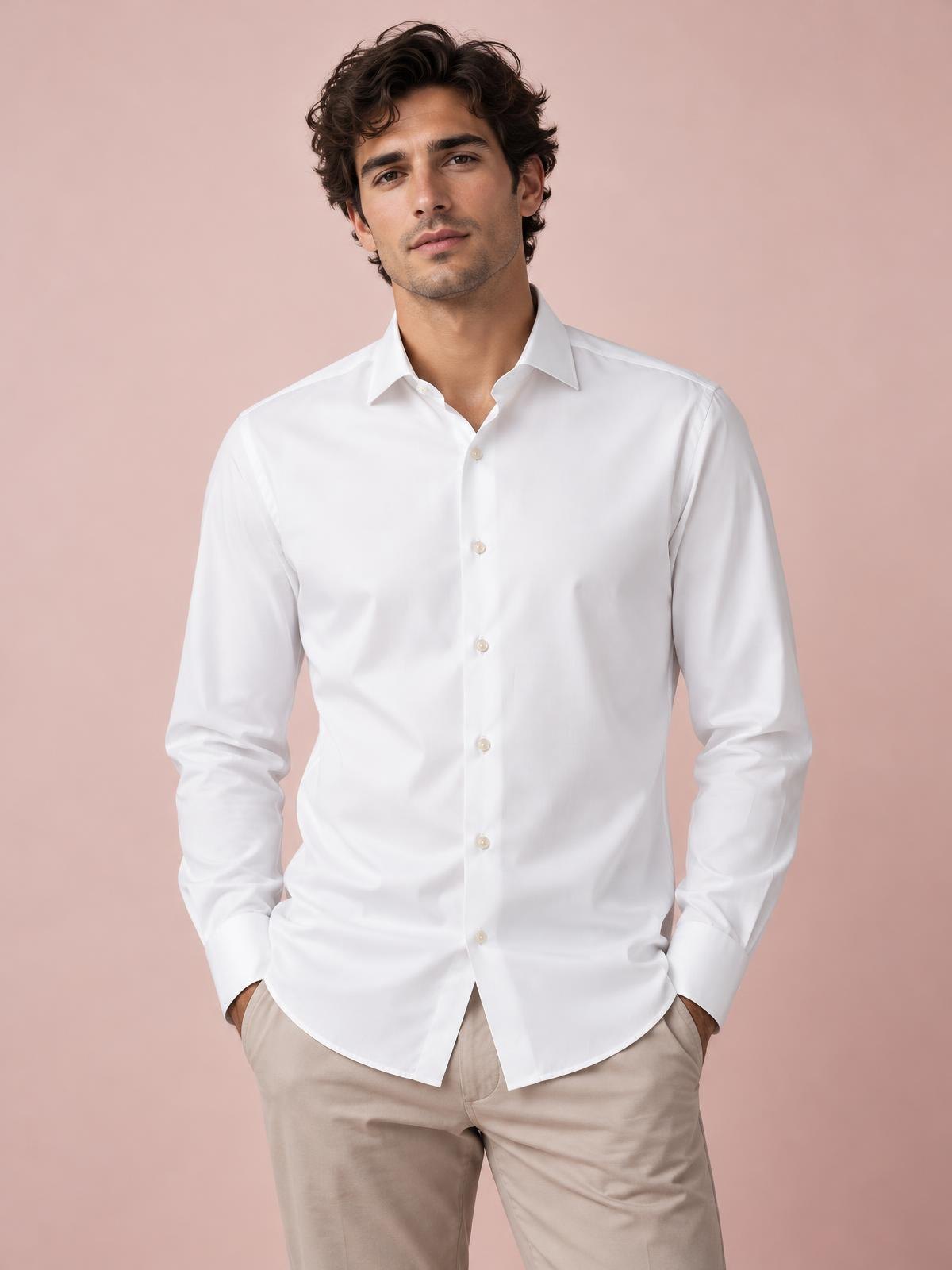 Aurelia Nord Standard Paper Poplin Shirt in ecru worn by a model
