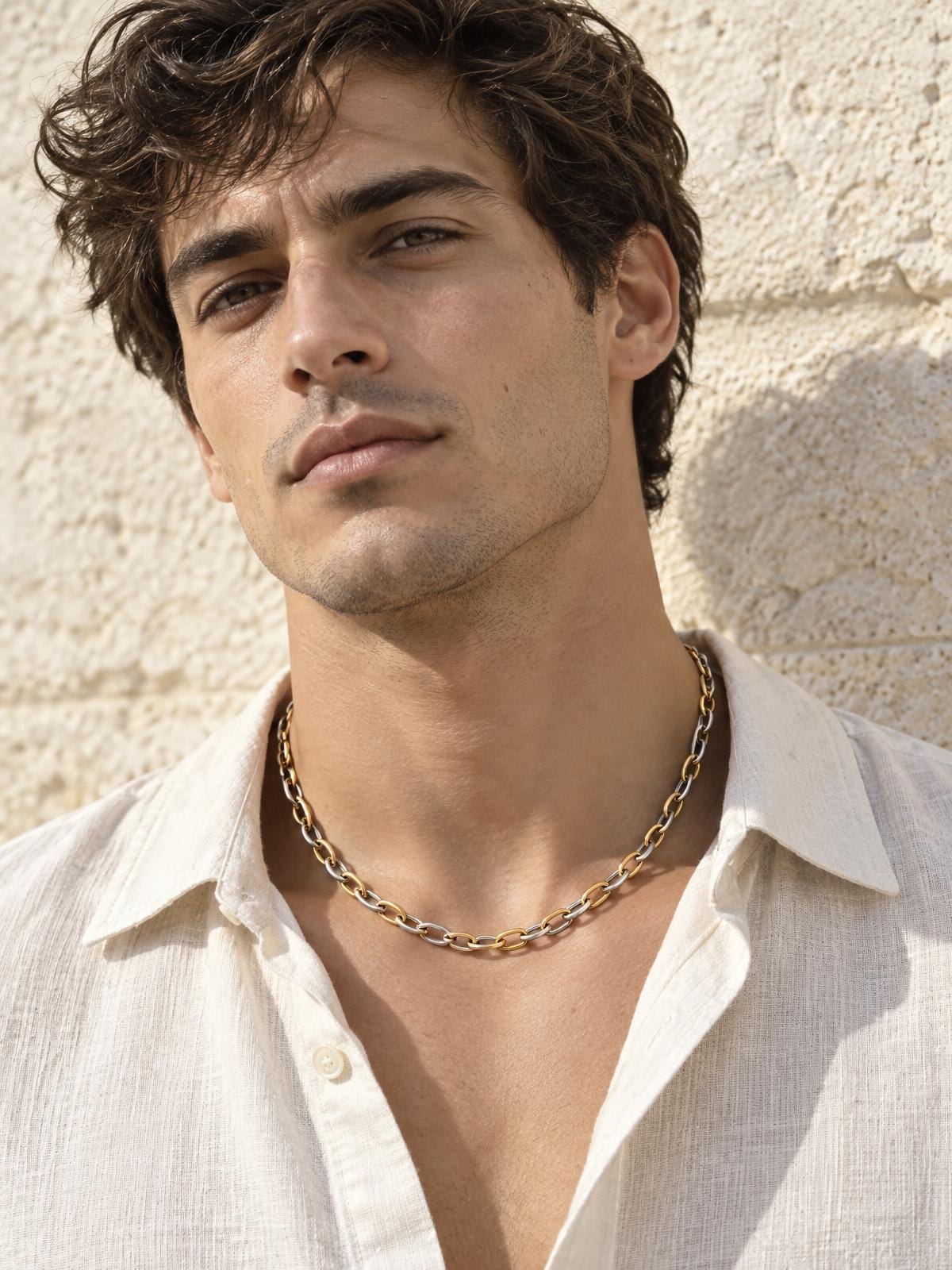 Halden Stone Fine Cable Chain — worn by a model