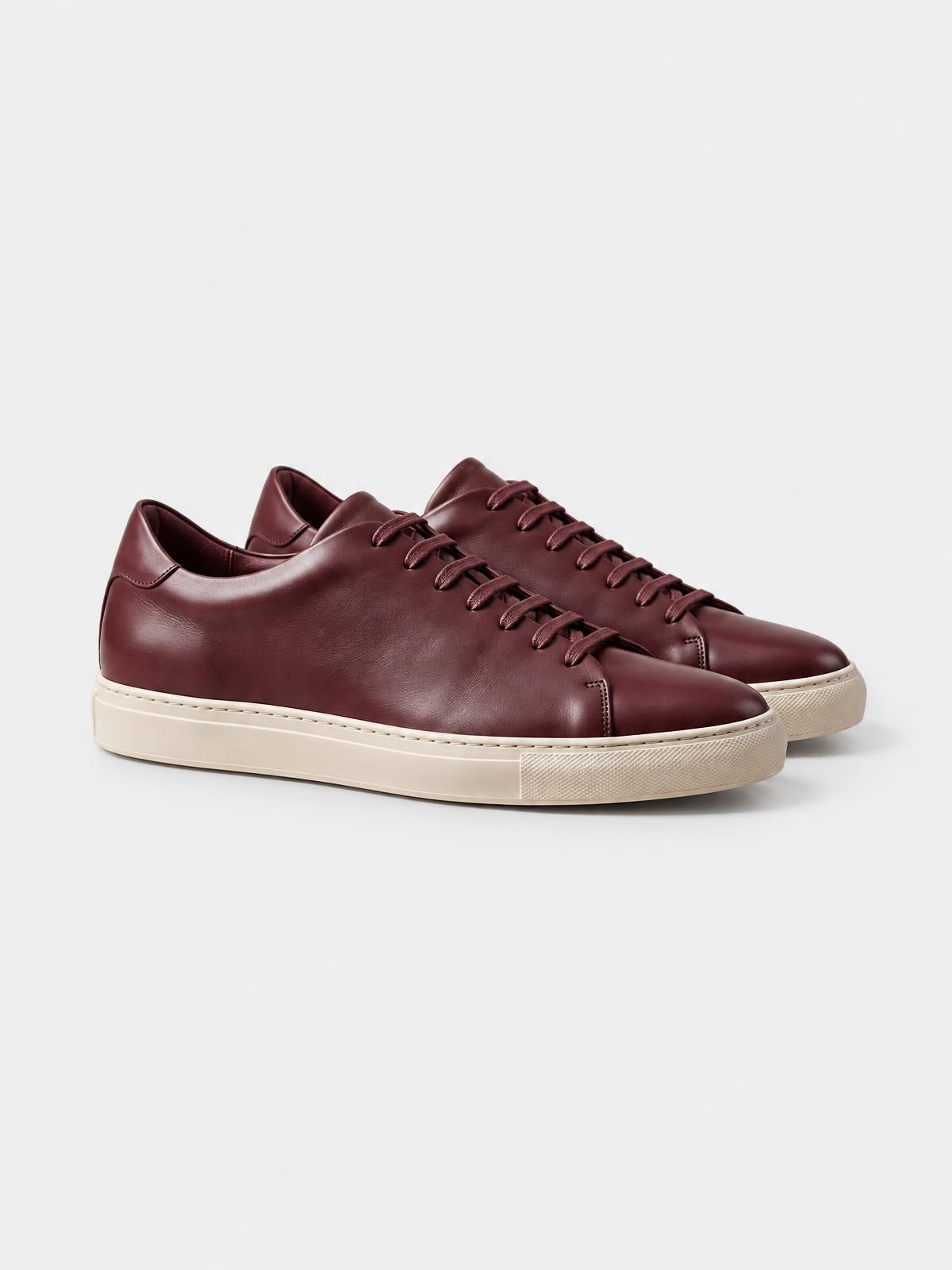 Kestrel Form Leather Court Sneaker in burgundy — product view