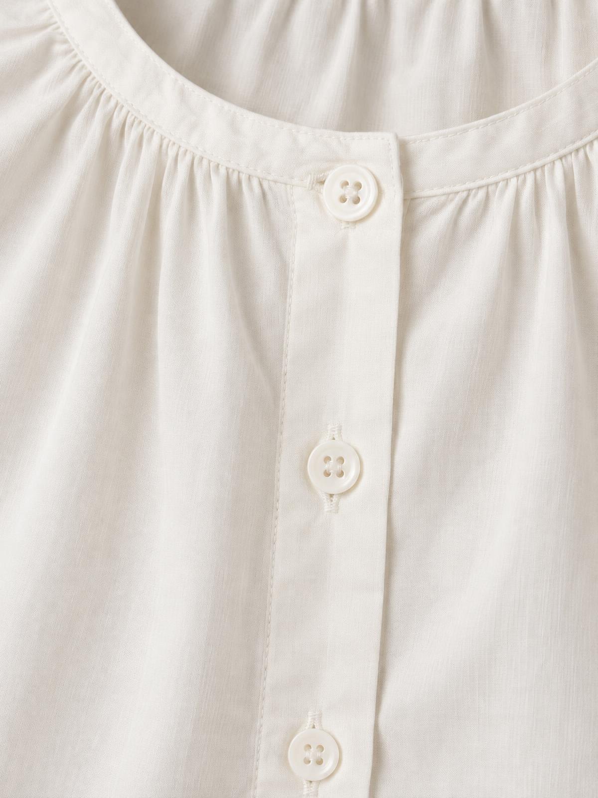 Salt Meridian Cropped Gauze Blouse in chalk — fabric detail