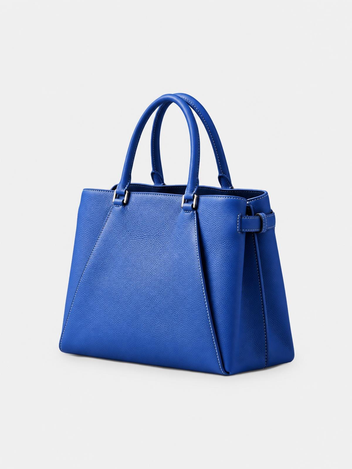 Objet Vide Folded Leather Tote in cobalt — product view