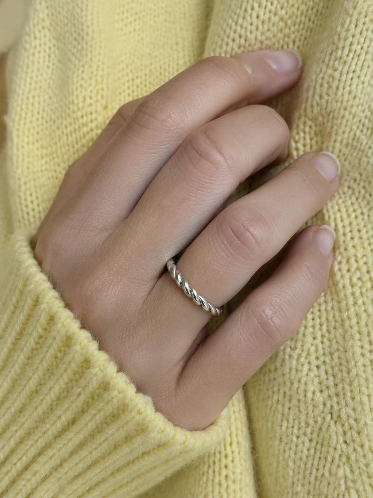 Halden Stone Twisted Silver Ring — worn by a model