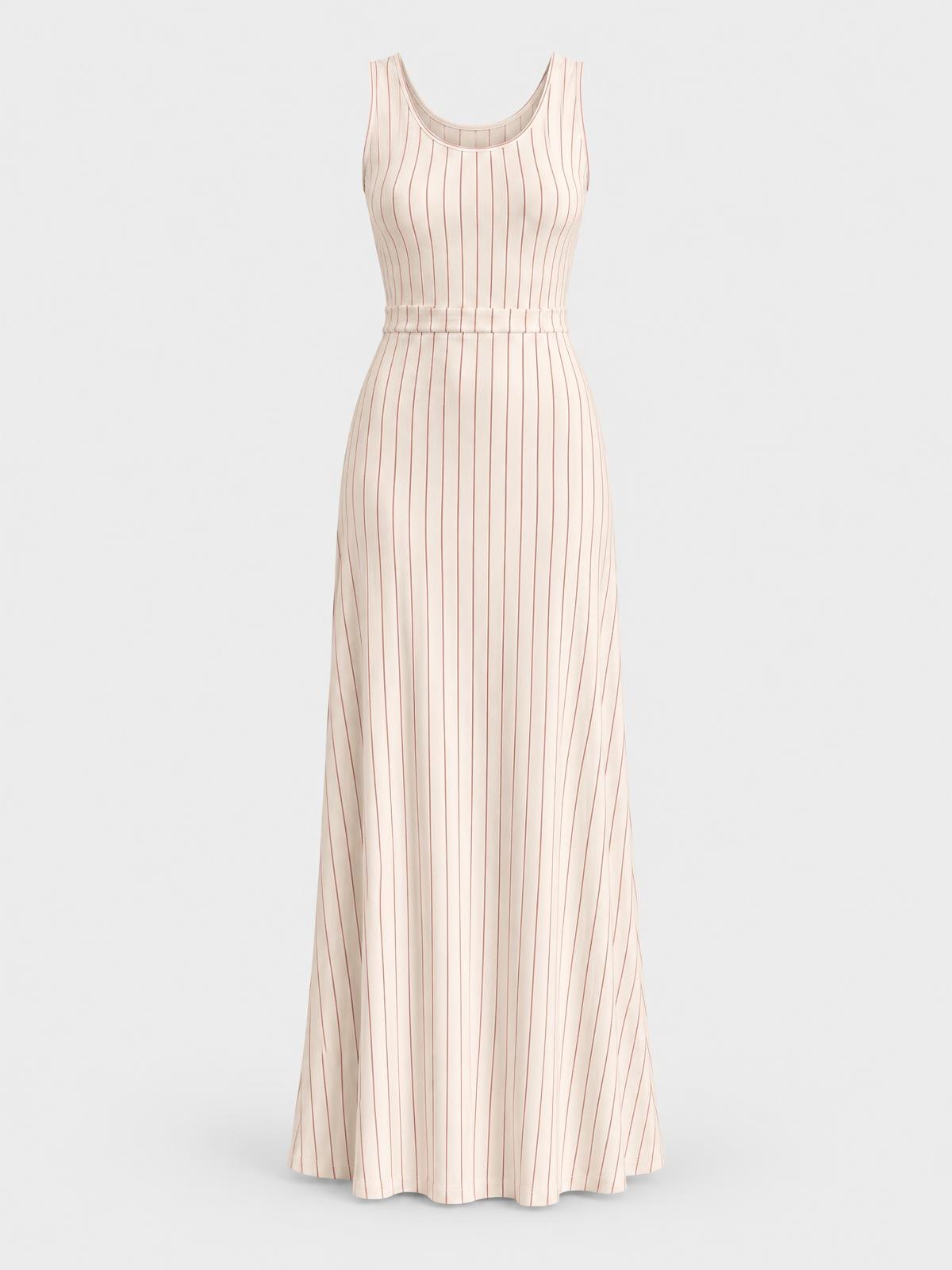 Numera Studio Jersey Column Dress in red pinstripe — product view