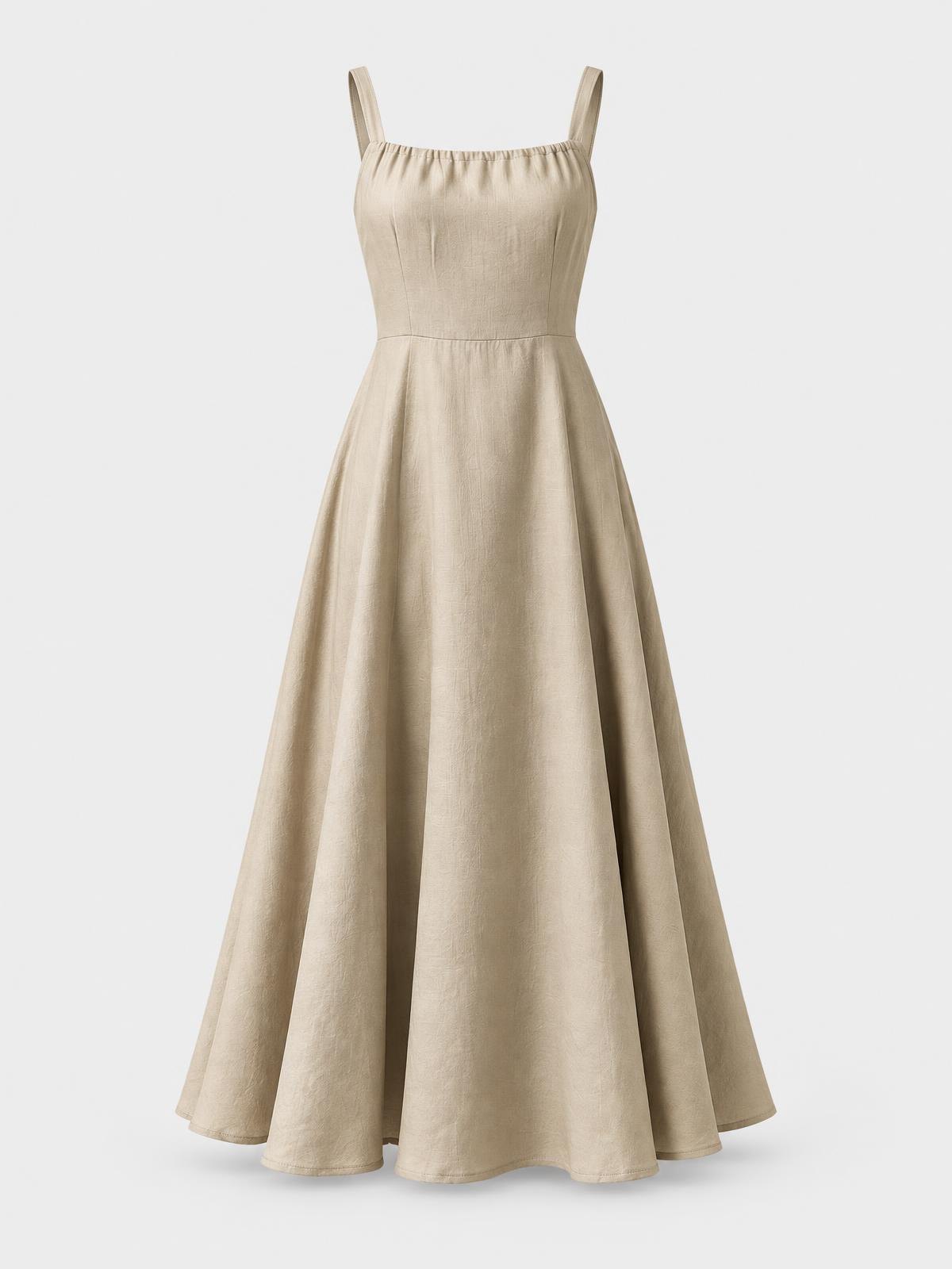 Salt Meridian Washed Linen Sundress in chalk — product view