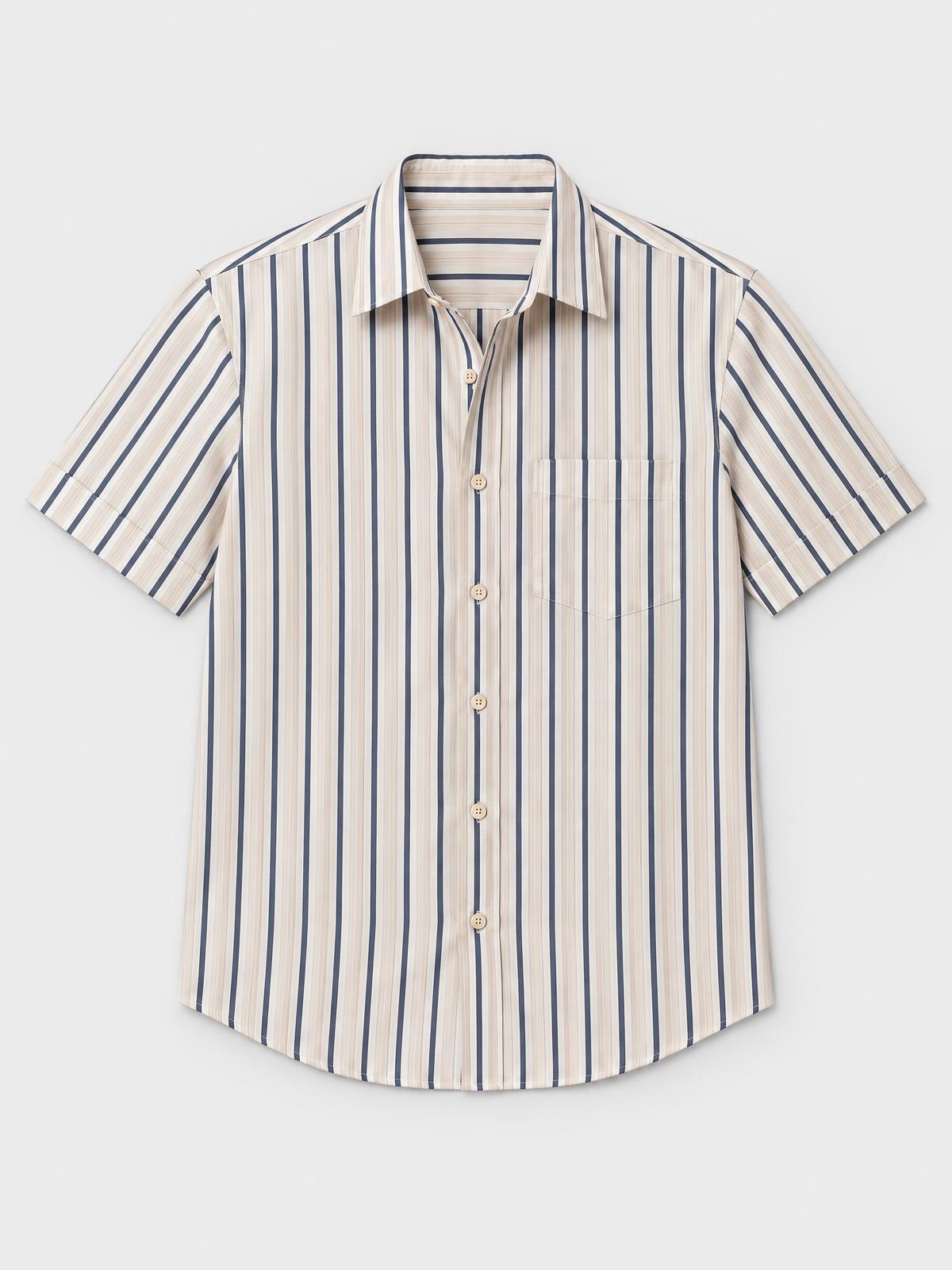 Salt Meridian Striped Resort Shirt in chalk — product view