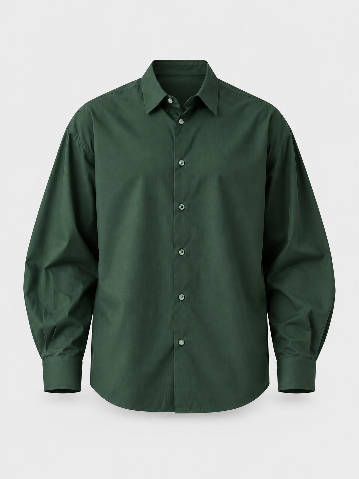 Mirai Atelier Wide Sleeve Cotton Shirt in forest green — product view