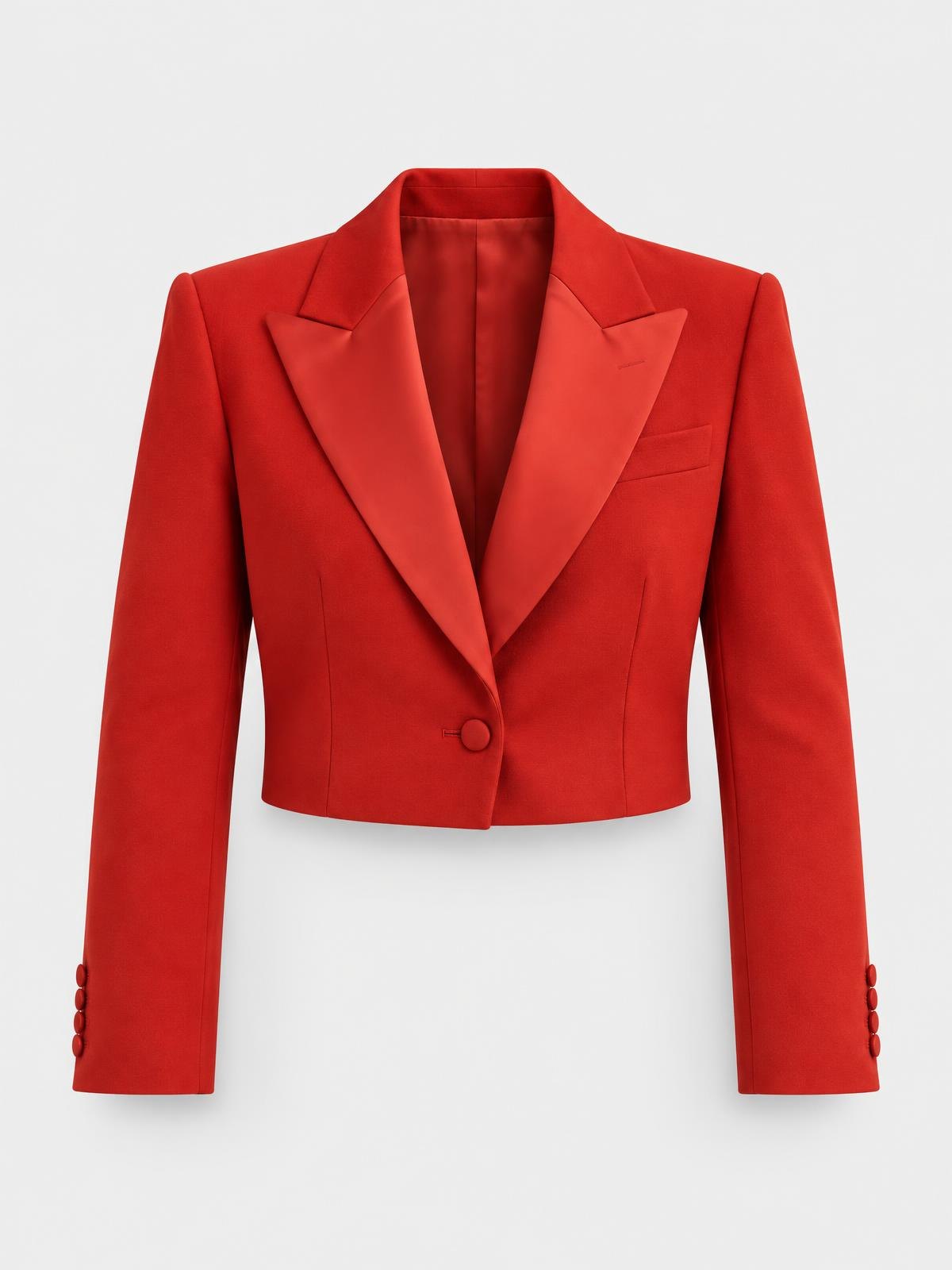 Lune Boreale Cropped Tuxedo Jacket in red — product view
