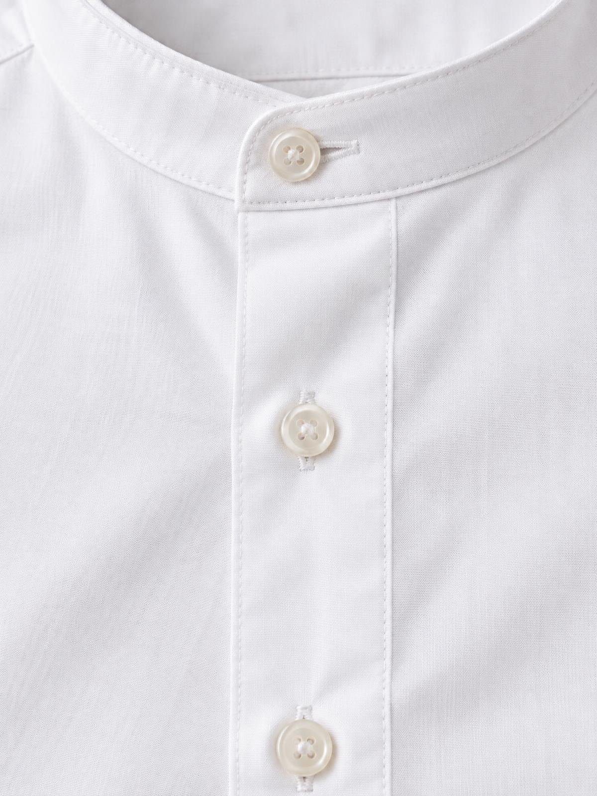 Aurelia Nord Grandad Collar Cotton Shirt in ecru — fabric detail