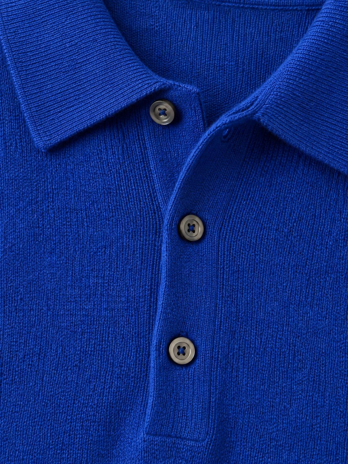 Casa Ferrante Silk Cotton Polo Knit in cobalt — fabric detail