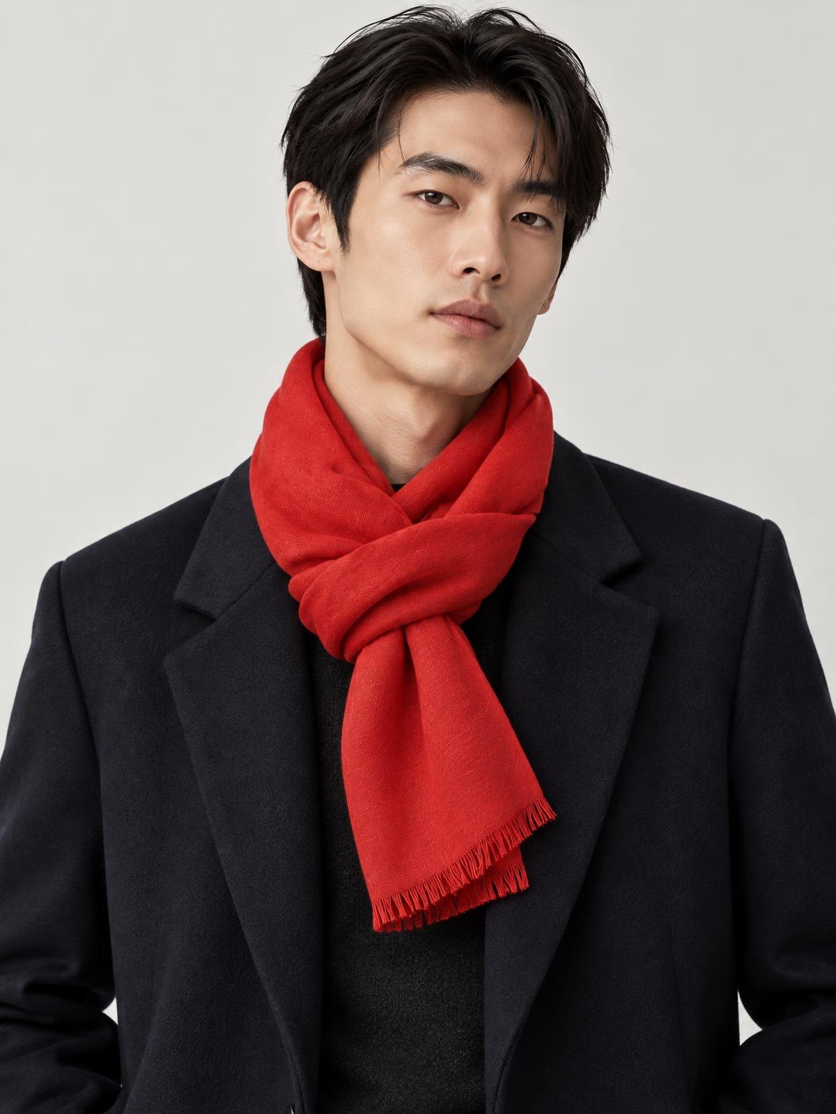 Salt Meridian Sun Faded Cotton Scarf in red — worn by a model