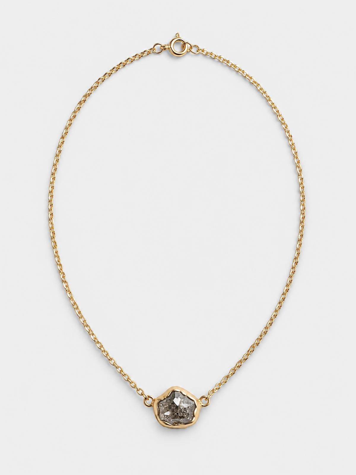 Atelier Verrine Rough Cut Stone Necklace in silver — product view