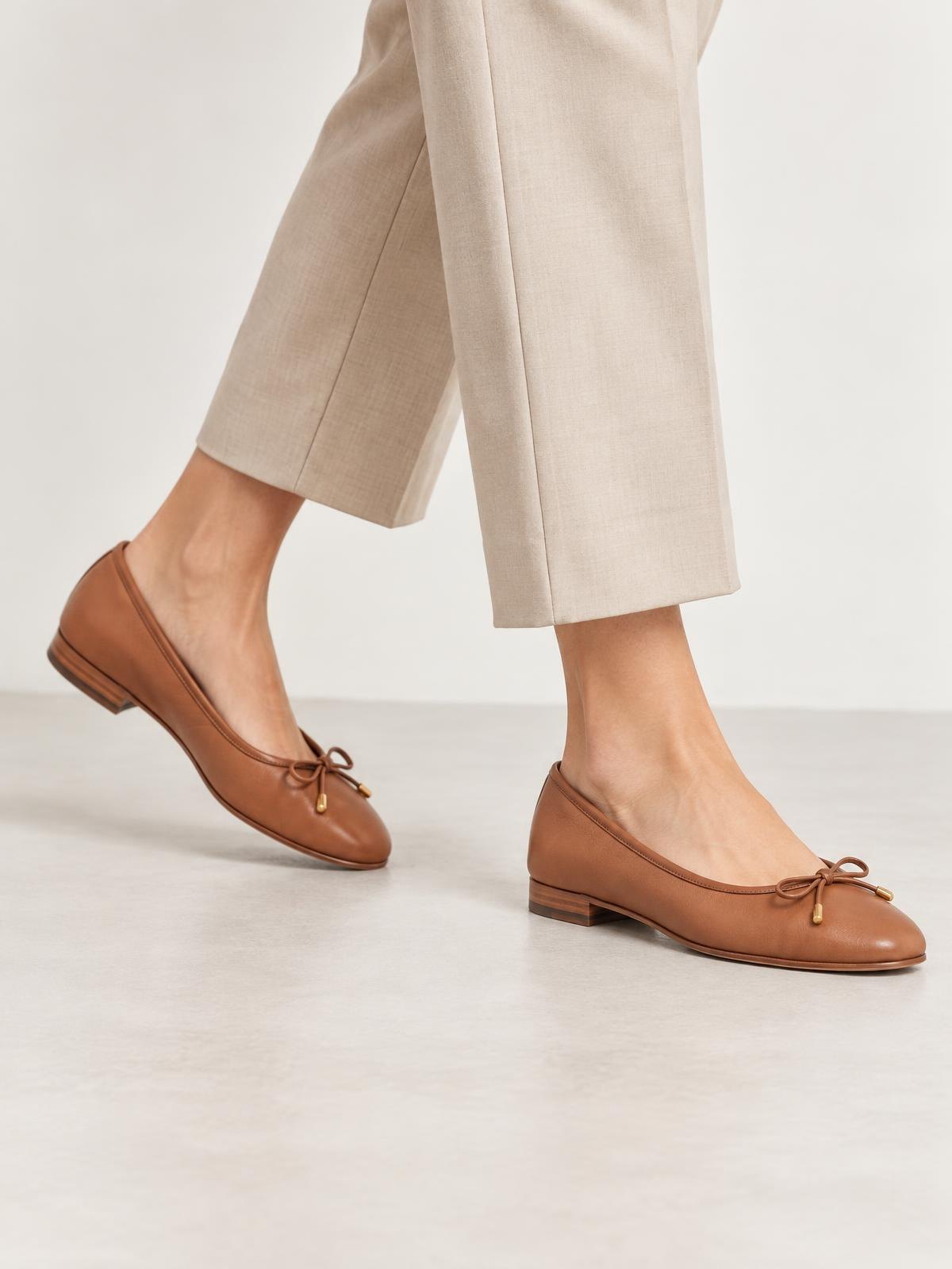 Kestrel Form Leather Ballet Flat — worn by a model