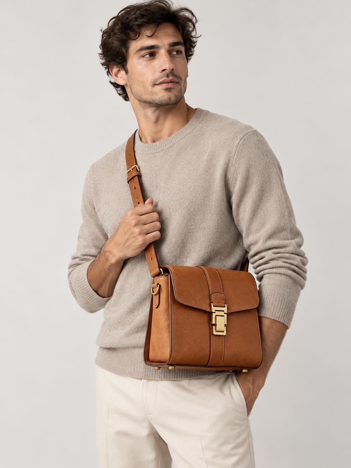 Objet Vide Hardware Sling Bag in black — worn by a model