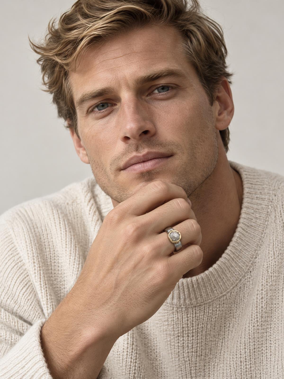 Atelier Verrine Unpolished Stone Ring — worn by a model