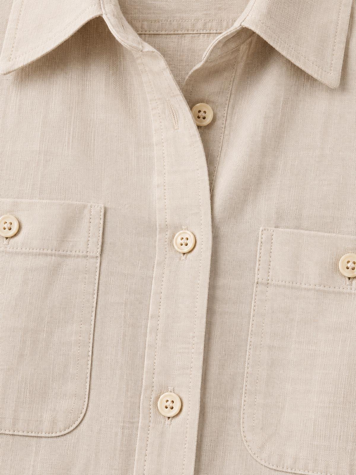 Salt Meridian Open Weave Linen Shirt — fabric detail