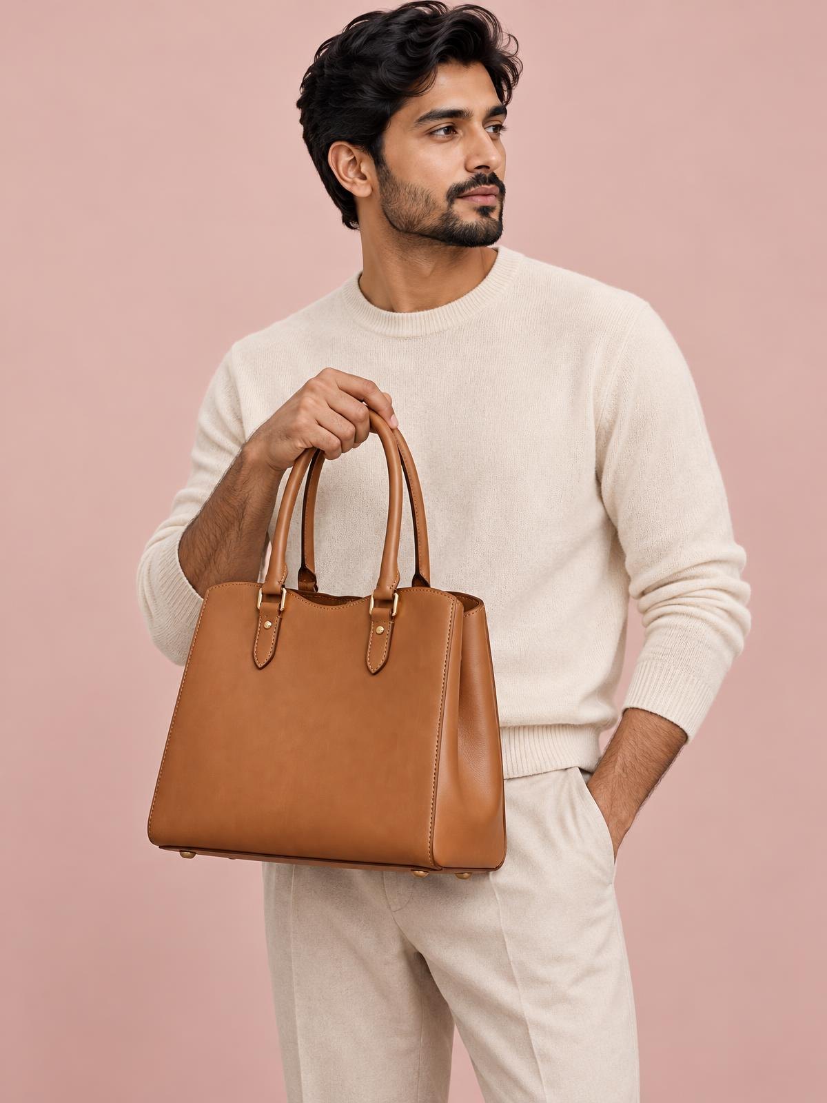 Serra Cardo Vegetable Tanned Tote — worn by a model