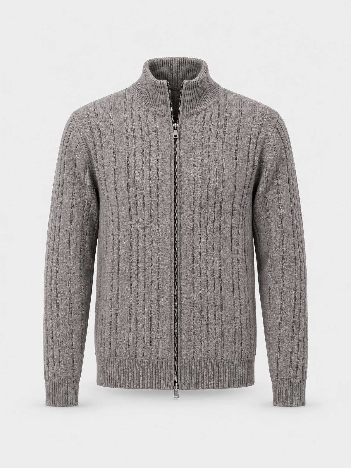 North Vessel Wool Zip Cardigan in ecru — product view