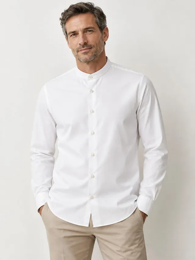 Aurelia Nord — Grandad Collar Cotton Shirt