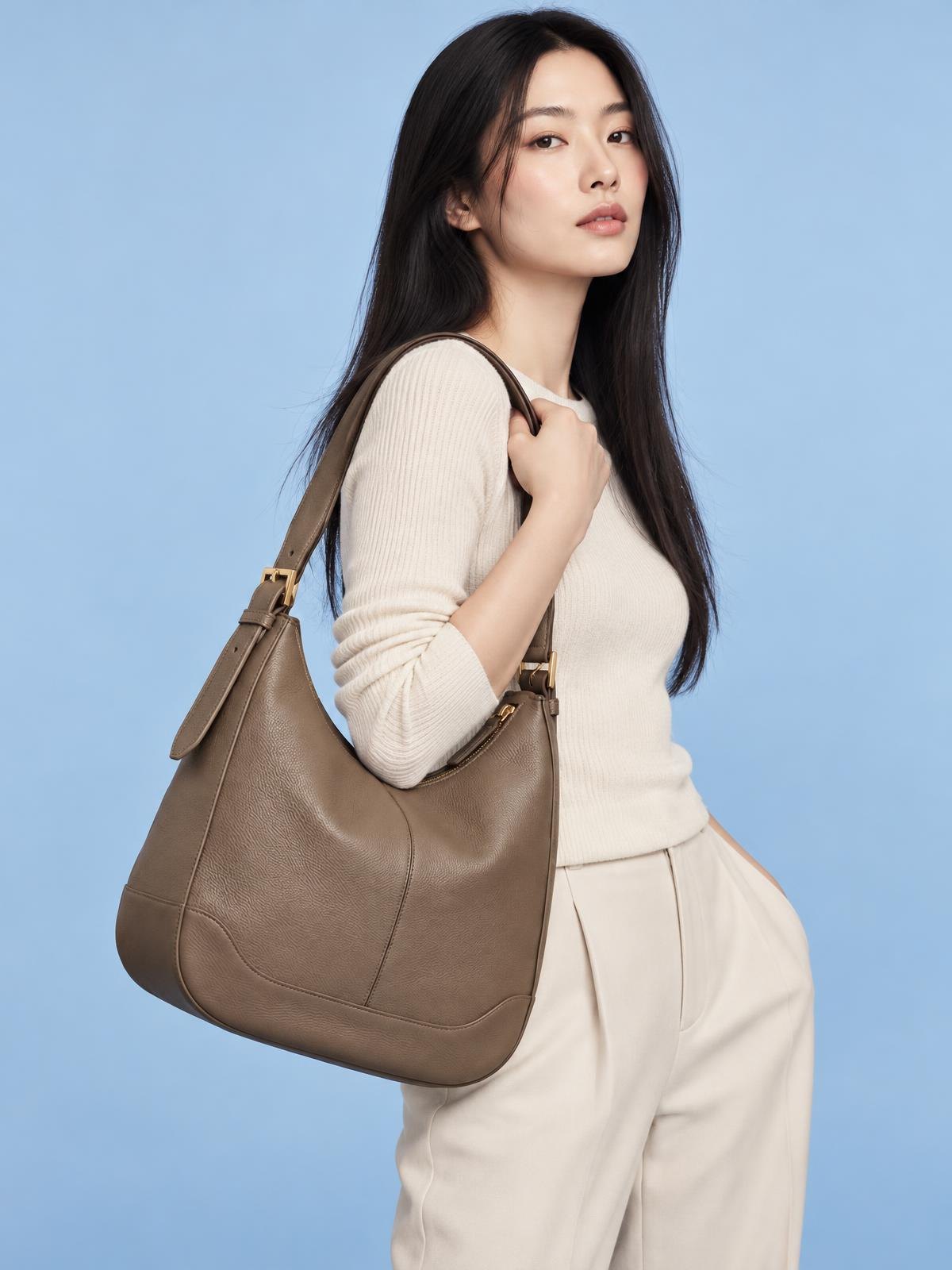 Serra Cardo Soft Leather Hobo — worn by a model