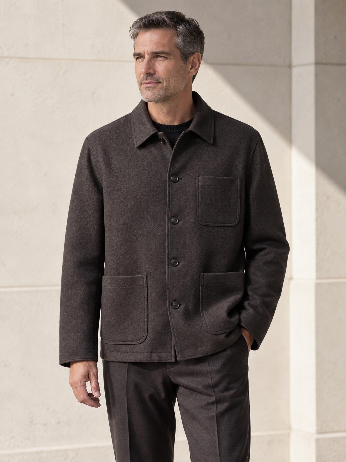 Mirai Atelier Wide Cut Chore Jacket worn by a model